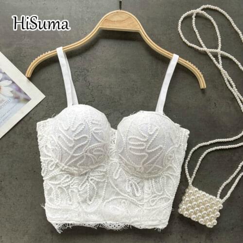 2021 summer new womens V-neck strap lace Costumes camisole Tube top bra one piece belt pad wireless Corset female underwear