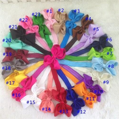 XIMA 23pcs/lot New 3inch Ribbon Bows with Elastic Headband for Girls Hairband Children Headwear