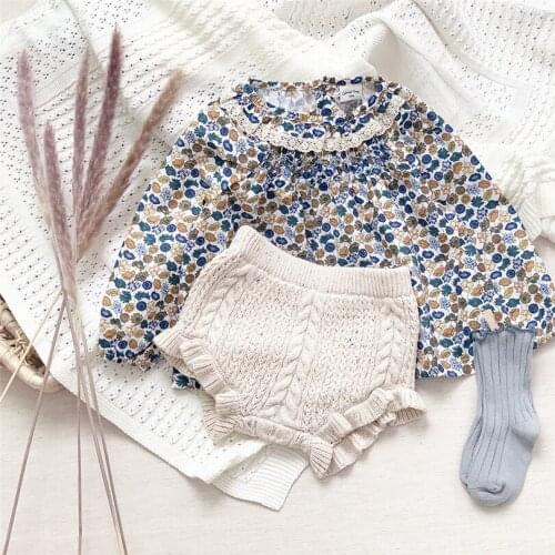 Baby Girl Clothes Apring Autumn Girls Clothing Set Blouse Tops + Knitted Shorts Cotton Toddler Clothes For Girl Baby Outfits