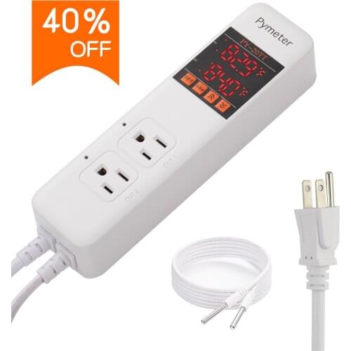 Pymeter 2 Probe Temperature Controller PY-20TT Dual Socket Home-brewing Aquarium Incubator Greenhouse Thermostat