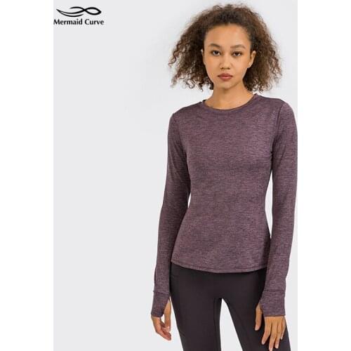 Mermaid Curve Autumn Winter Yoga Shirts Gym Clothes Hollow Out T-shirts Slim Fit Strap Long Sleeve Sports Running Fitness Top