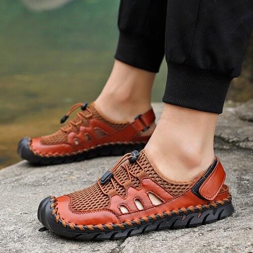 High quality Genuine Leather Men Sandals New Fashion Summer Casual Shoes Men Non-slip Beach Sandals Roman Sandals Size 38-48