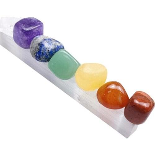 Seven Chakras Healing Crystals tumbled Stones Beads Polished Raw Selenite Stick Wand for Yoga Meditation Spiritual Reiki Balanc