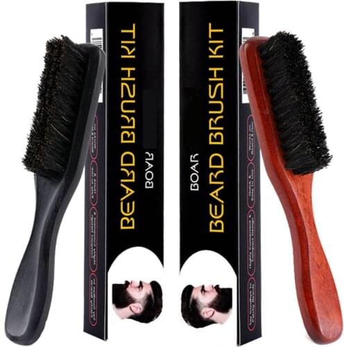 Long Handle Beard Brush Mustache Hairbrush Facial Hair Brush Soft Bristles Beard Grooming Brush for Travel