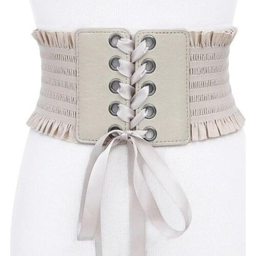 Wide Elastic Corset Waist Belt Frenulum Vintage Stylish Cinch Coat Dress Woman Fashion Waistband