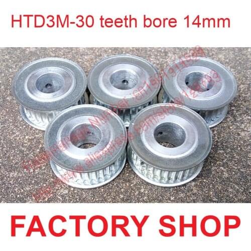High quality 4pcs 30 teeth Bore 14mm HTD3M Timing Pulley 30 tooth ARC fit width 10mm of HTD 3M S3M timing Belt Free shipping