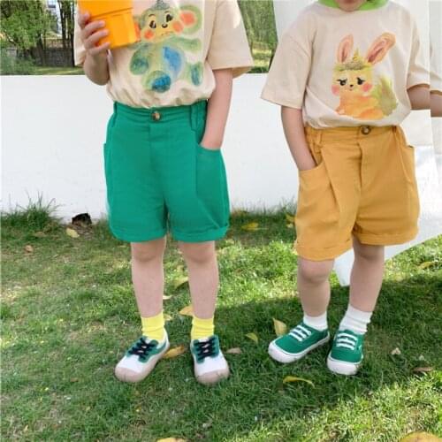 Toddler Kids Shorts 2021 New Summer Baby Girls Casual Loose Solid Shorts Pants Fashion Cotton Childrens Shorts Kids Clothing