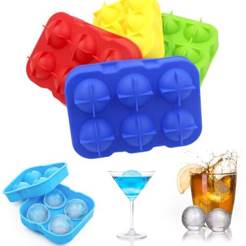 DIY Silicone Ice Cube Maker Sphere Round Ice Ball Mold Flexible Freeze Whiskey Ice Moldes De Silicona Tray Party Bar Dia 4.3CM