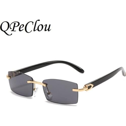 2021 Fashion Rimless Square Sunglasses Women Brand Designer Metal Frameless Color Sun Glasses Men Punk Shades Oculos Feminino