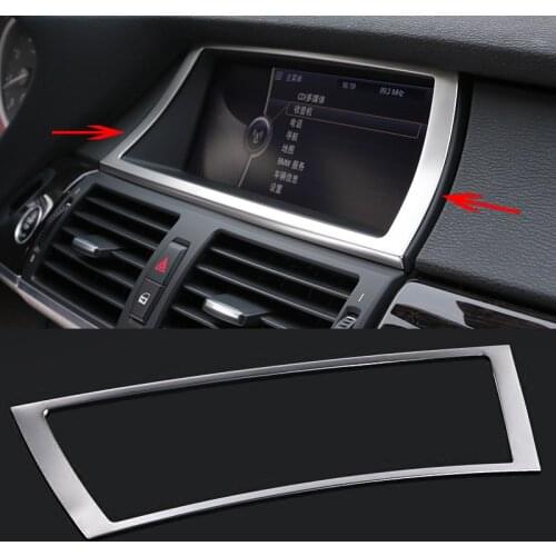 Car styling Center Console Dashboard GPS Navigation NBT Screen Panel Frame Cover Trim for BMW X5 X6 E70 E71 Auto Accessories