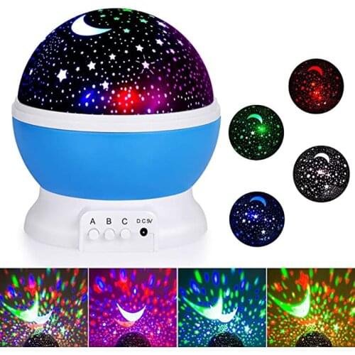 Starry Sky Rotating LED Night Light Kids Sleep Romantic Battery USB Projector Lamp Child Gifts LED Bedroom Party Moon Night Lamp