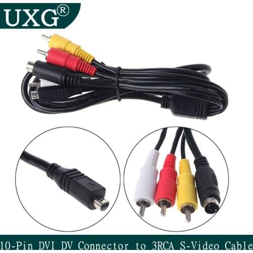 High Quality Lead AV Cable 10-Pin DVI DV Connector to 3 RCA S-Video for Sony DCR Handycam Camcorder Digital Camera VMC-15FS A/V