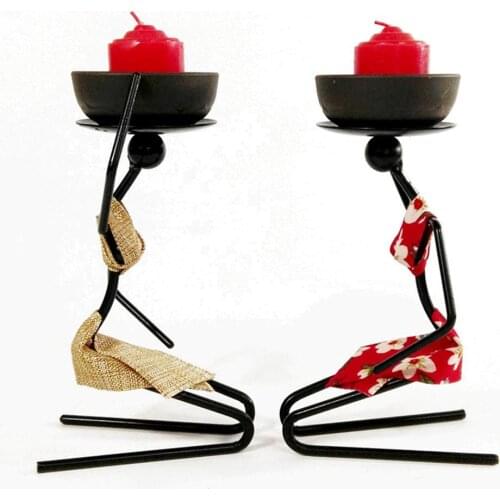 African Women Iron Rack Candle Holder Candlestick Dining Table Room Ornament