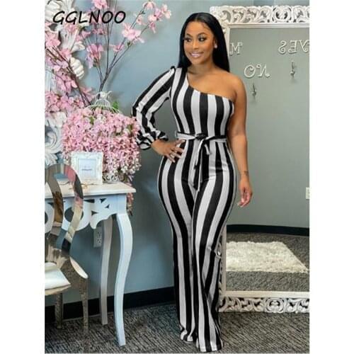 GGLNOO Striped Halter V-neck Open Back Women Jumpsuits Rompers Drape Sexy Night Club Party Elegant One Piece Outfits Playsuit
