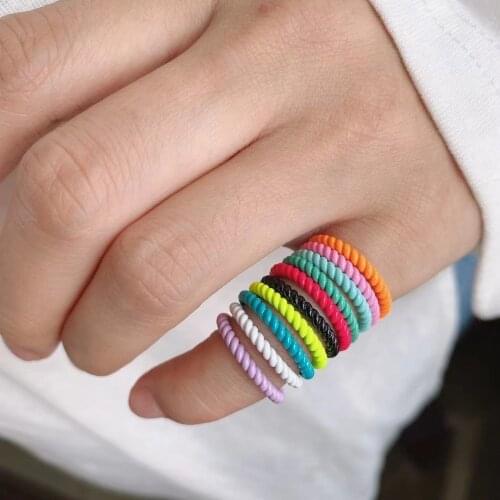 10Pcs Fashion Mini Enamel Finger Ring Jewelry Punk Style Brass Open Ring for Men Woman