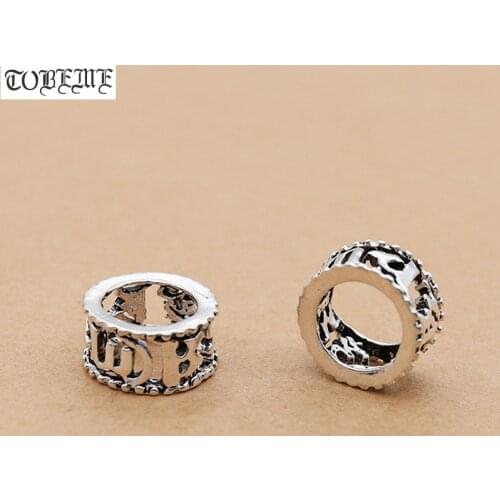 100% 925 Silver Tibetan Jewelry Beads 925 Sterling Tibetan Six Words Loose Beads DIY Jewelry Findings Buddhist Jewelry Beads