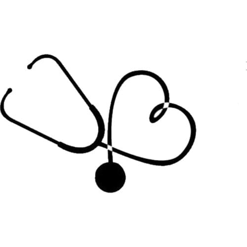16*11.3CM Car Sticker On The Heart Of A Nurse Doctor Stethoscope Love Stylish Reflective Vinyl Decal Black/Silver C7-1618