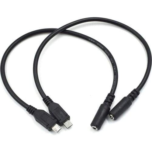 2Pcs Micro 5Pin Male to 3.5mm Female AUX Audio Cable Cord for Headset Adapter Active Clip Mic Microphone (Micro 5P Male to 3.5m