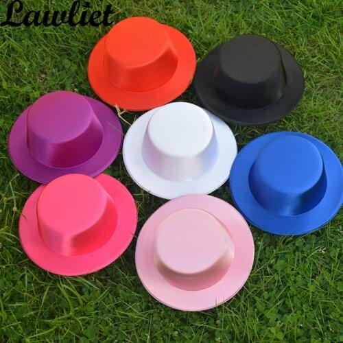 2pcs Womens Mini Satin Top Hat Clips Cocktail Hen Party Church Fascinator Hats Making Craft DIY Hat Base Kids Dance Hats