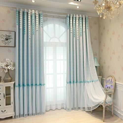 2021 Korean Style Simple Girl Heart Princess Wind Curtain Bedroom Bay Window Living Room Blackout Curtain