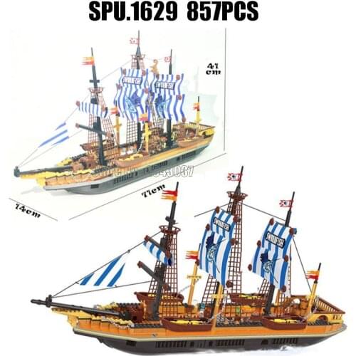 Ausini 27806 857pcs Pirates Large Fishing Vessels Ship 5 Building Blocks Toy