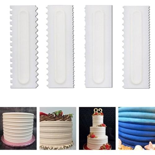 4Pcs/Set Cake Decorating Comb Cake Scraper Smoother Cream Decorating Pastry Icing Cream Baking Tools Kitchen Baking Mold