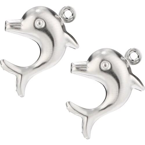 50Pcs Antique Silver Dolphin Lucky Pendant Charms Sea Animals Charm Findings DIY For Jewelry Necklace Making
