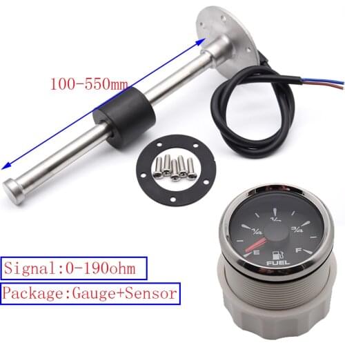 7 Color Backlight Waterproof Fuel Level Gauge 0-190ohm Oil Tank Level Indicator Meter with Fuel Level Sensor 100MM-550MM
