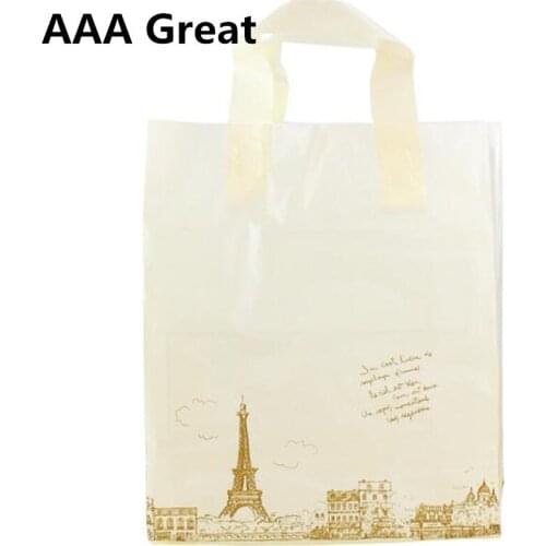AAA Great 50pcs/Lot Storage Gift Bag Plastic Bags With Handles Clothes Supermarket Shopping Package Bag Wedding Shoes Party Gift