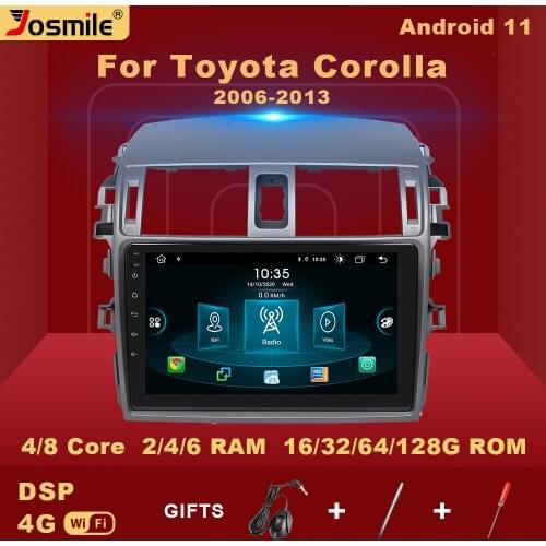 2 din Android 11 Car Multimedia Player For Toyota Corolla E140 E150 2006-2013 Radio GPS Navigation Carplay Wifi DSP 6GB 128GB