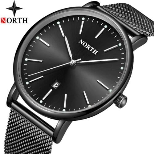 Fashion Luxury Brand Men Watch NORTH Business Steel Mesh Quartz Watch Casual Sport Waterproof Men Watches Clock Relogio Masculin