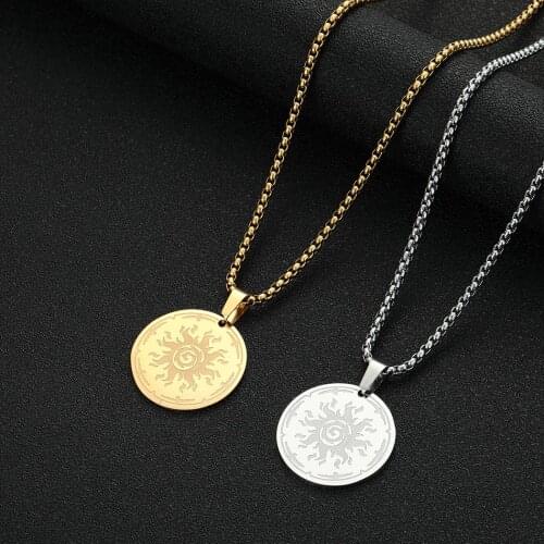 Cxwind Vintage Circle Coin Necklace for Women Gift Round Carved Chunky Pendant Necklace Textured Medallion Disc Pendant Necklace