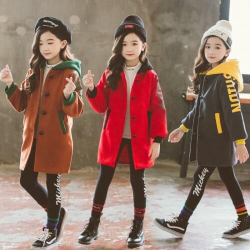 Winter Coat For Girls Thick Woolen Jacket For Girls Fashion Plaid Kids Outerwear Autumn England Teenage Clothes For Girls School