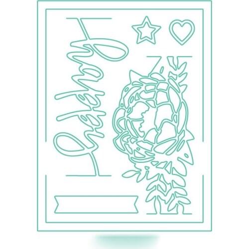 Valentine Happy Flower Metal Cutting Dies Stencil for DIY Scrapbooking Embossing Album Decoration Paper Card Craft Die New 2021