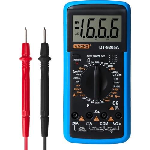DT-9205A Portable Handheld Digital Multimeter Voltmeter Ammeter Ohmmeter AC/DC Volt Amp Ohm Capacitance Hz Tester
