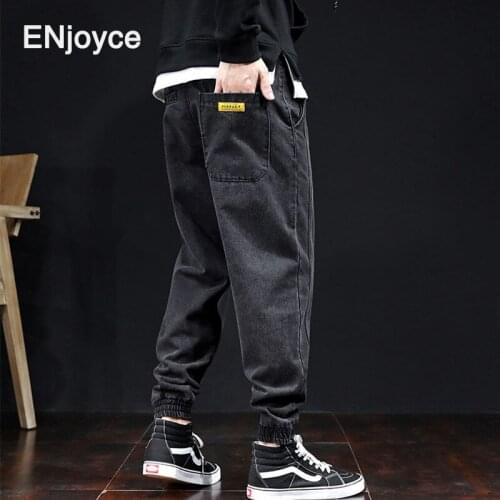 Japanese Style Fashion Mens Jogger Jeans Black Blue Color Streetwear Punk Pants Hip Hop Jeans Men Loose Cargo Pants Homme