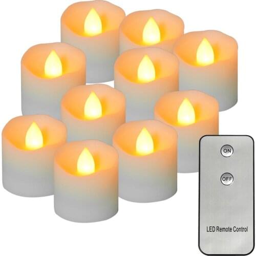 12pcs Electronic Candles Remote Control Bedside Night Lamp CR2450 Battery Operated Tea Light Christmas Wedding Lighting Decors