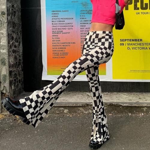 European and American asymmetrical black and white flared pants womens high-waisted slim long-legged casual pants mopping pants