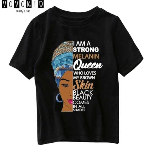 I Am A Strong Melanin Queen T-shirt Little Boy Cute Cartoon Sweet Girls Chlidren Summer Top Baby T Shirt Cartoon Shirt