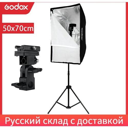 Godox 50x70cm Umbrella Softbox with 2m Light Stand Type-B Hot Shoe Holder Bracket Kit for Canon Nikon Godox Flash Speedlite