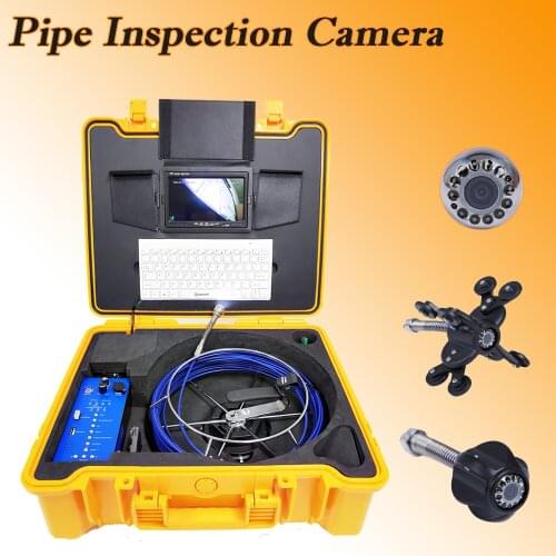 7'' Monitor camera CCTV Pipe Inspection Camera Drain Sewer Industrial Endoscope Long Spring 25mm Lens Waterproof IP68