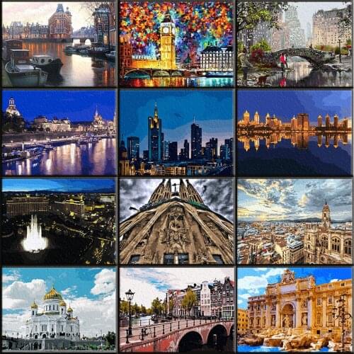 Painting By Numbers City Tourist Spots Venice Paris London Picture Gift Kits Drawing Canvas Hand Painted Landscape Home Decor