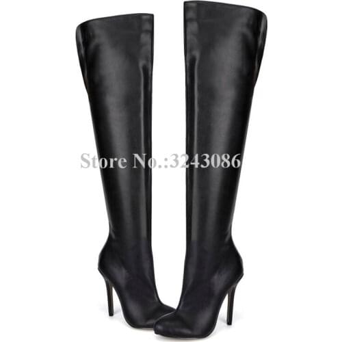 Classical Solid Black Thin High Heel Over-the-knee Long Boots Elegant Casual Spring Autumn Women Boots