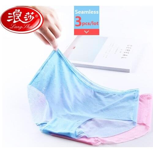 LANGSHA 3Pcs/set Women Seamless Panties New Sexy Transparent Briefs Brethable Traceless Underwear Cotton Crotch Female Lingerie