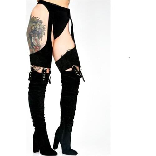 MKKHOU Fashion Over the Knee Boots Womens New Suede Pointed Toe Detachable Boots Pants Sexy Womens Boots Large Size 35-48