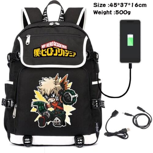 My Boku No Hero Academia Anime Backpack USB Charging Laptop Shoulder Bag School Bag Knapsack Teenager Bookbag Travel Rucksack