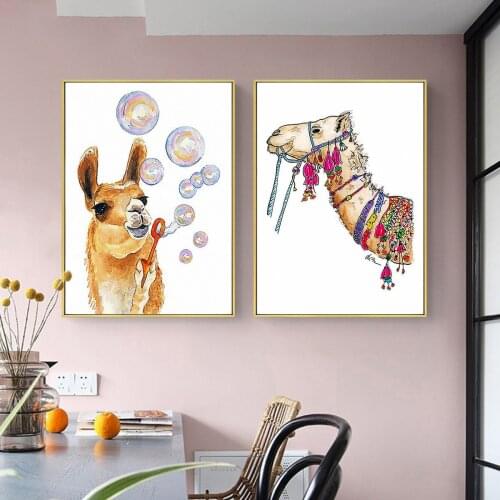 Camel Cartoon Painting Hanging Picture Poster Canvas Print Painting Wall Art Living Room Home Decoration Oil Painting
