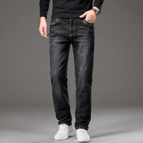2021 New Black Jeans Men Loose Straight Casual Pants Fashion Letter Embroidery Denim Trousers