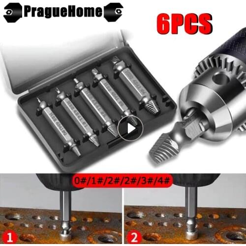6 PCS Damaged Screw Extractor Screwdriver Drill Bit Set Stripped Broken Screw Bolt Remover Extractor Take Out Demolition Tools