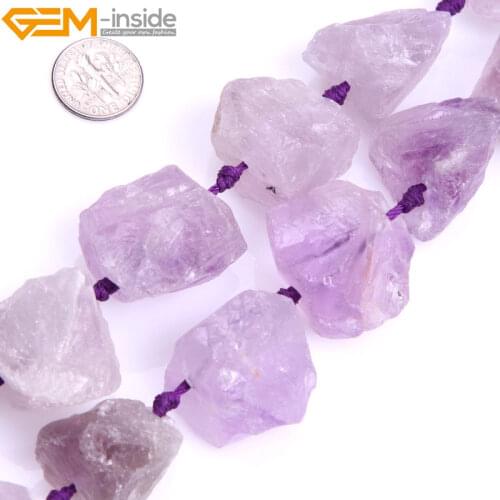Gem-inside 25-30mm Natural Crude Large Beads Freeform Amethysts Beads For Jewelry Making Beads 15inch DIY Beads Jewellery